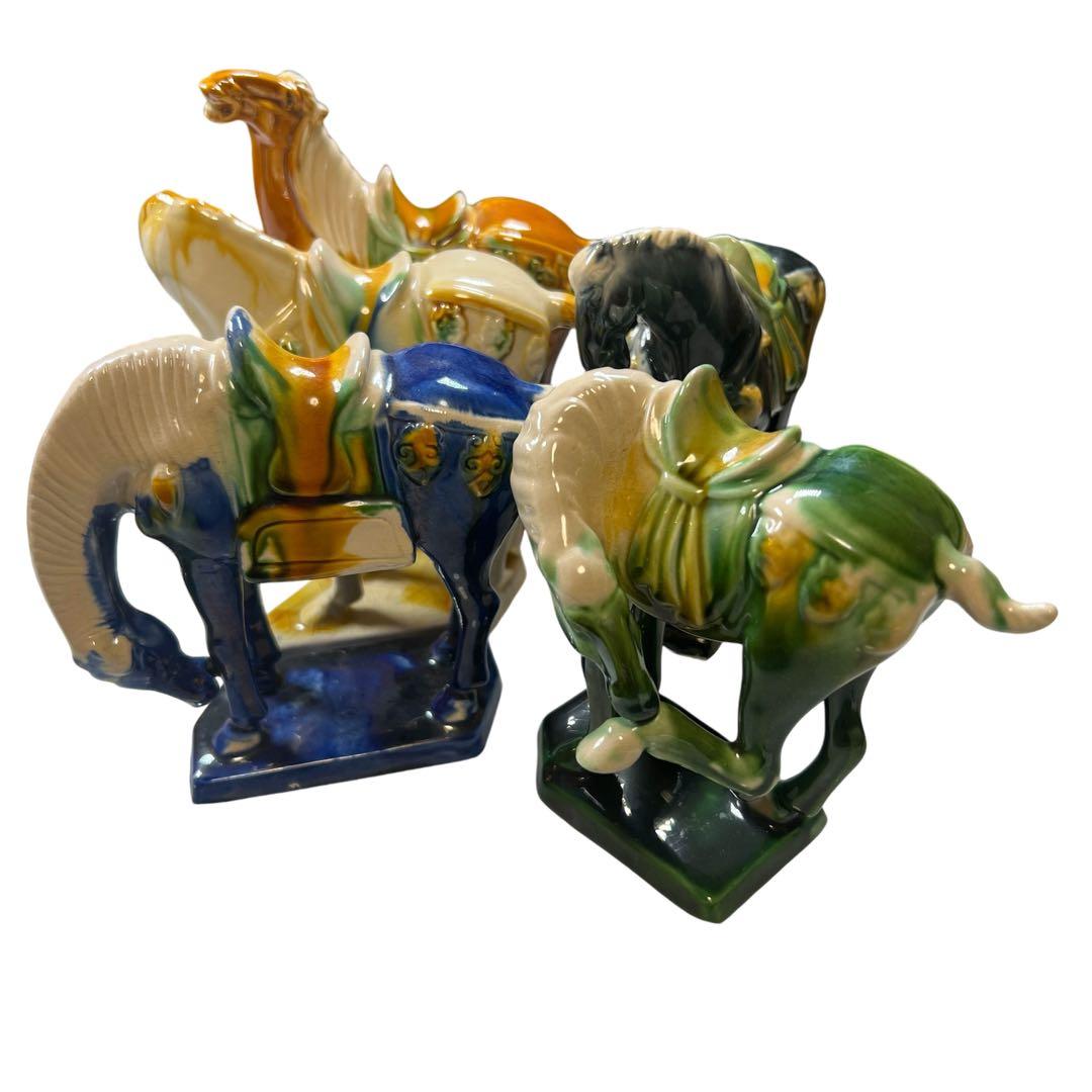 唐三彩 陶器の馬 5体セット