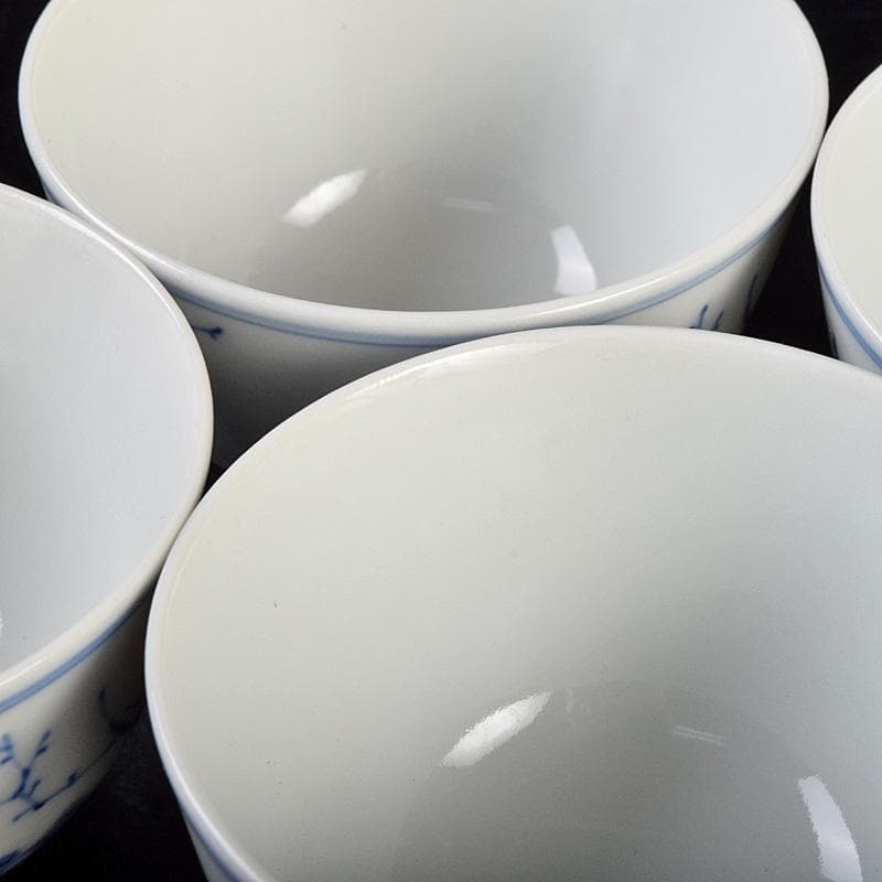 煎茶道具　平安陶工　清山造　染付　花鳥文　煎茶碗　四客　共箱　U　R9303