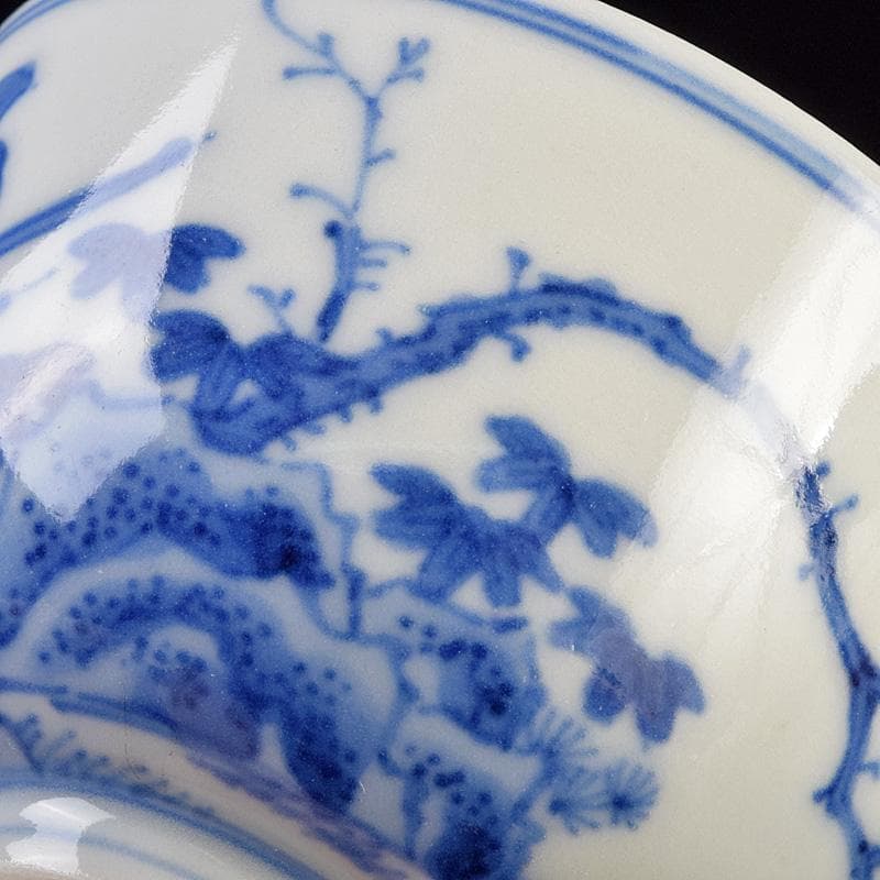 煎茶道具　平安陶工　清山造　染付　花鳥文　煎茶碗　四客　共箱　U　R9303