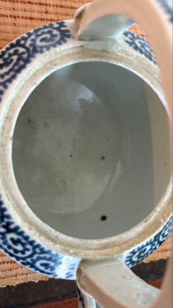 古民具　古伊万里　酒注　水柱　染付 蛸柄　5弁花　江戸時代　骨董