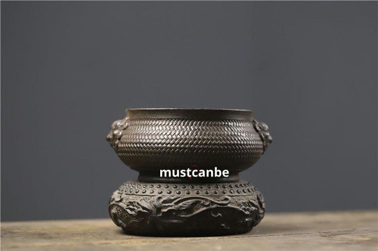 鉄器 線香炉 双獣頭香炉 机頭 仏堂 焼香炉 工芸品 置物