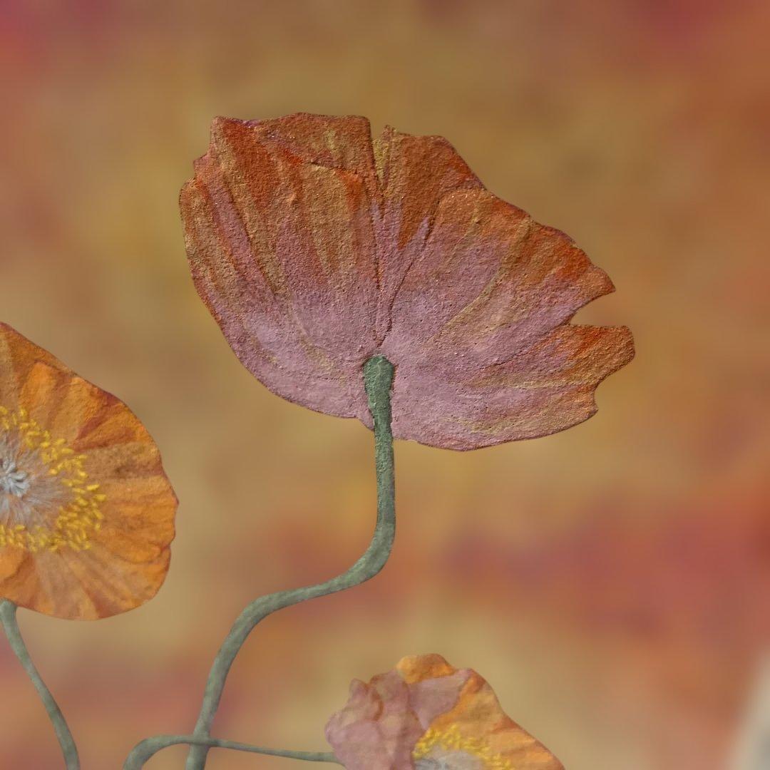 「ポピー」 額装 悦子 額縁入り 水彩画　壁掛け　インテリア　コレクション