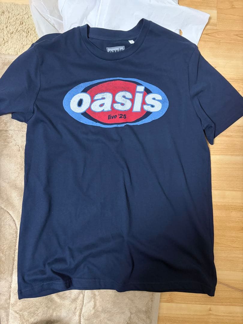 未使用 oasis live 25 Tシャツ Logo Navy M オアシス