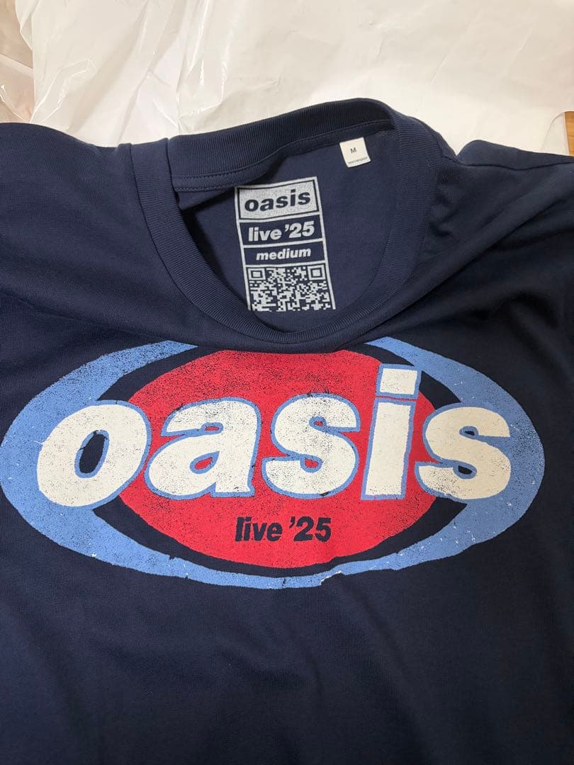 未使用 oasis live 25 Tシャツ Logo Navy M オアシス