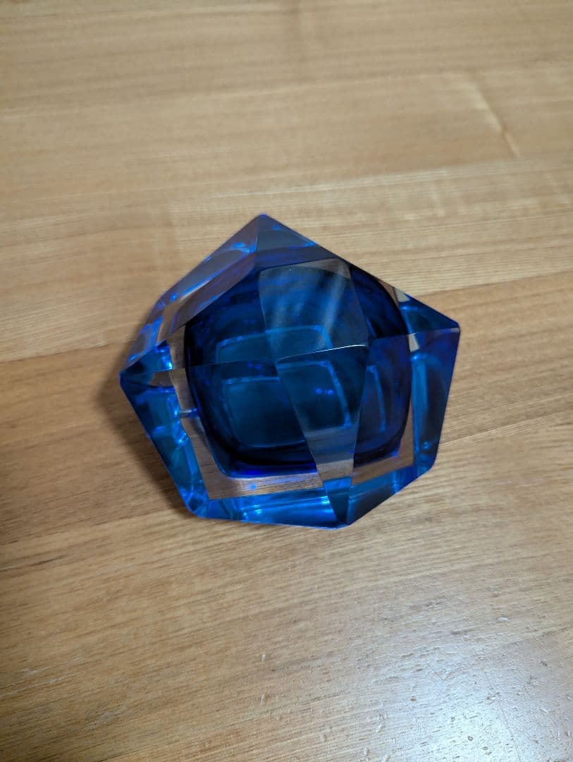 murano　ブルー＆クリア　アートガラス　 アッシュトレイ　灰皿　イタリア製