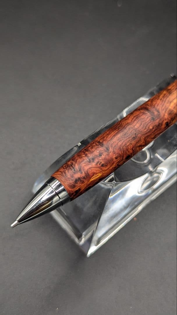 209ペン工房翌檜　サイアミーズローズウッド　瘤杢　木軸シャーペン　ボールペン