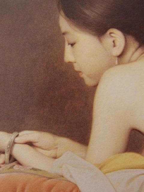 森本草介、【横になるポーズ】、希少な額装用画集より、新品額装付