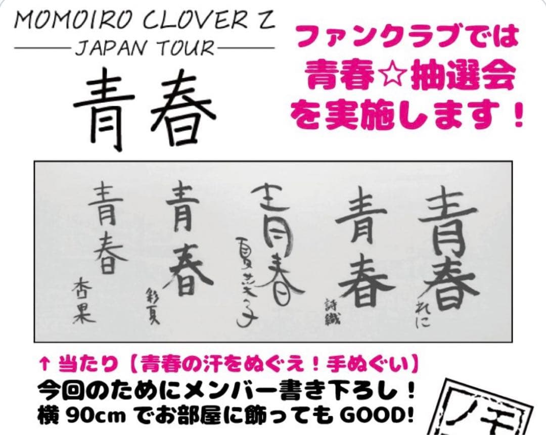 ももクロ 5人の直筆サイン入り手ぬぐい
