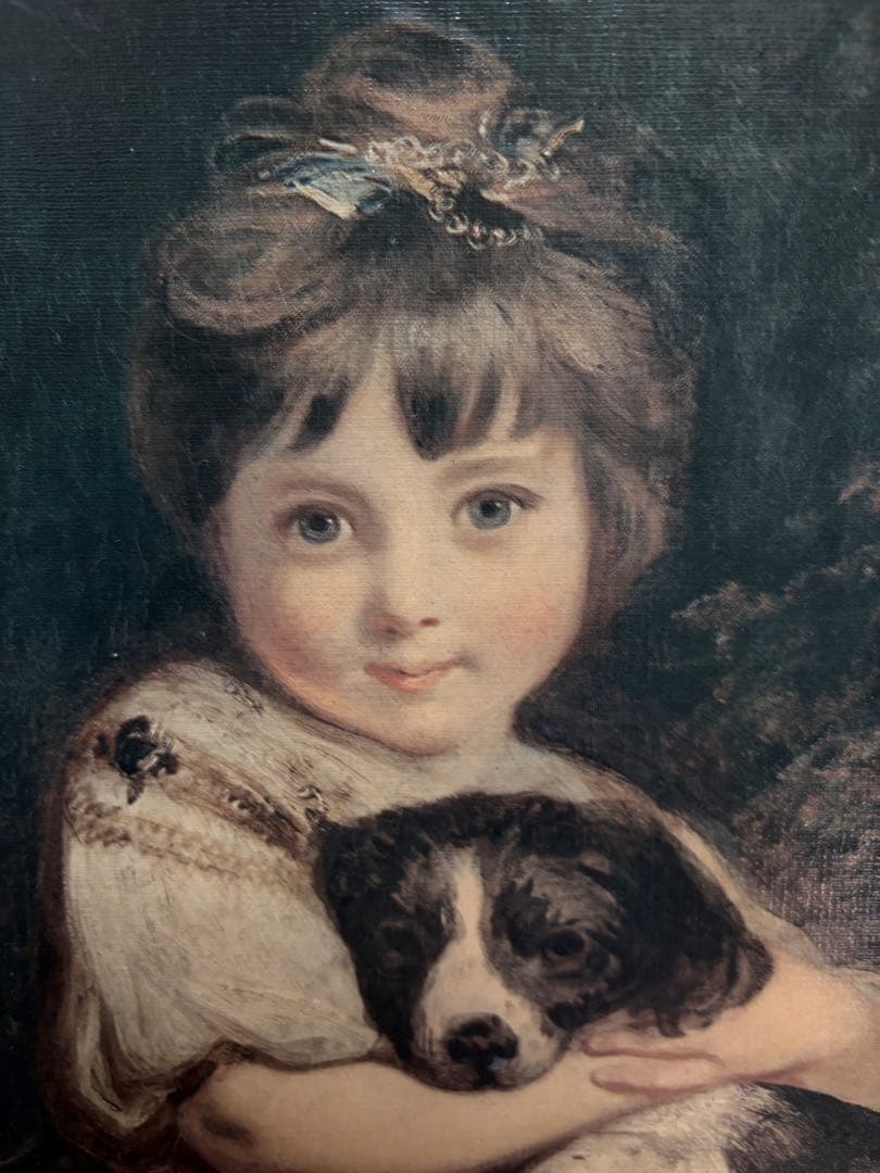 少女と犬の絵画のレプリカ（ポスター）
