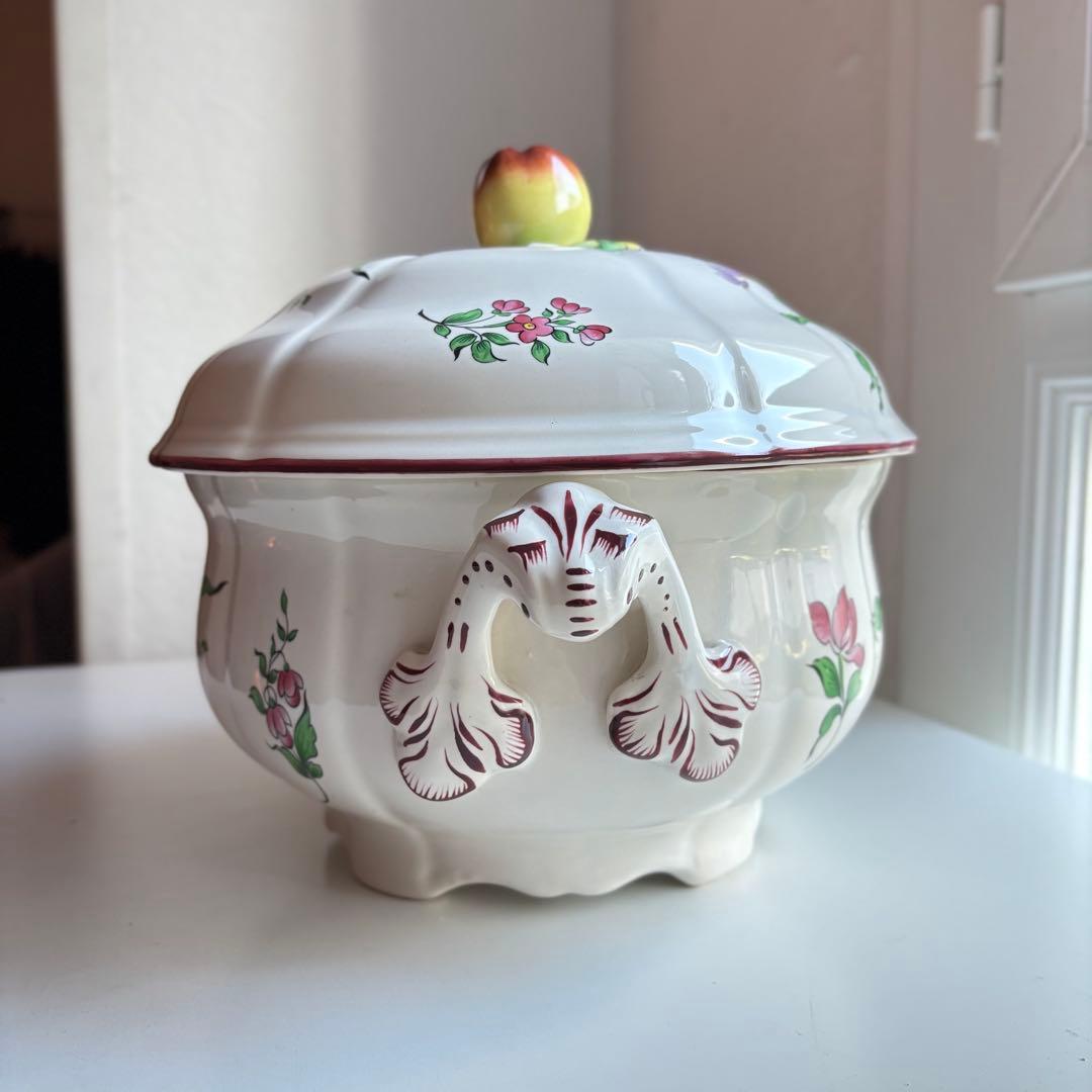 フランス アンティーク リュネヴィル K&G スーピエール 蓋付ボウル 花柄