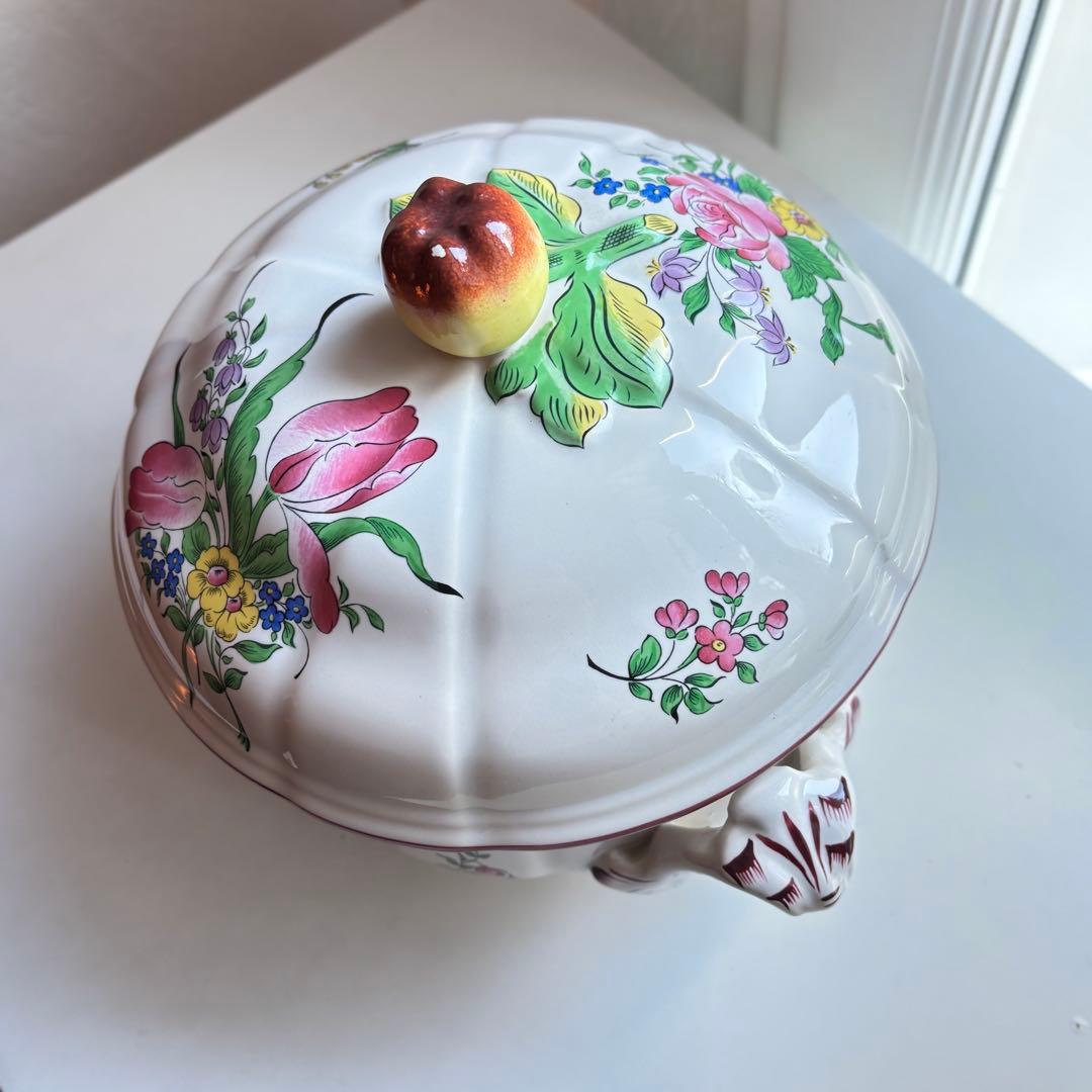 フランス アンティーク リュネヴィル K&G スーピエール 蓋付ボウル 花柄