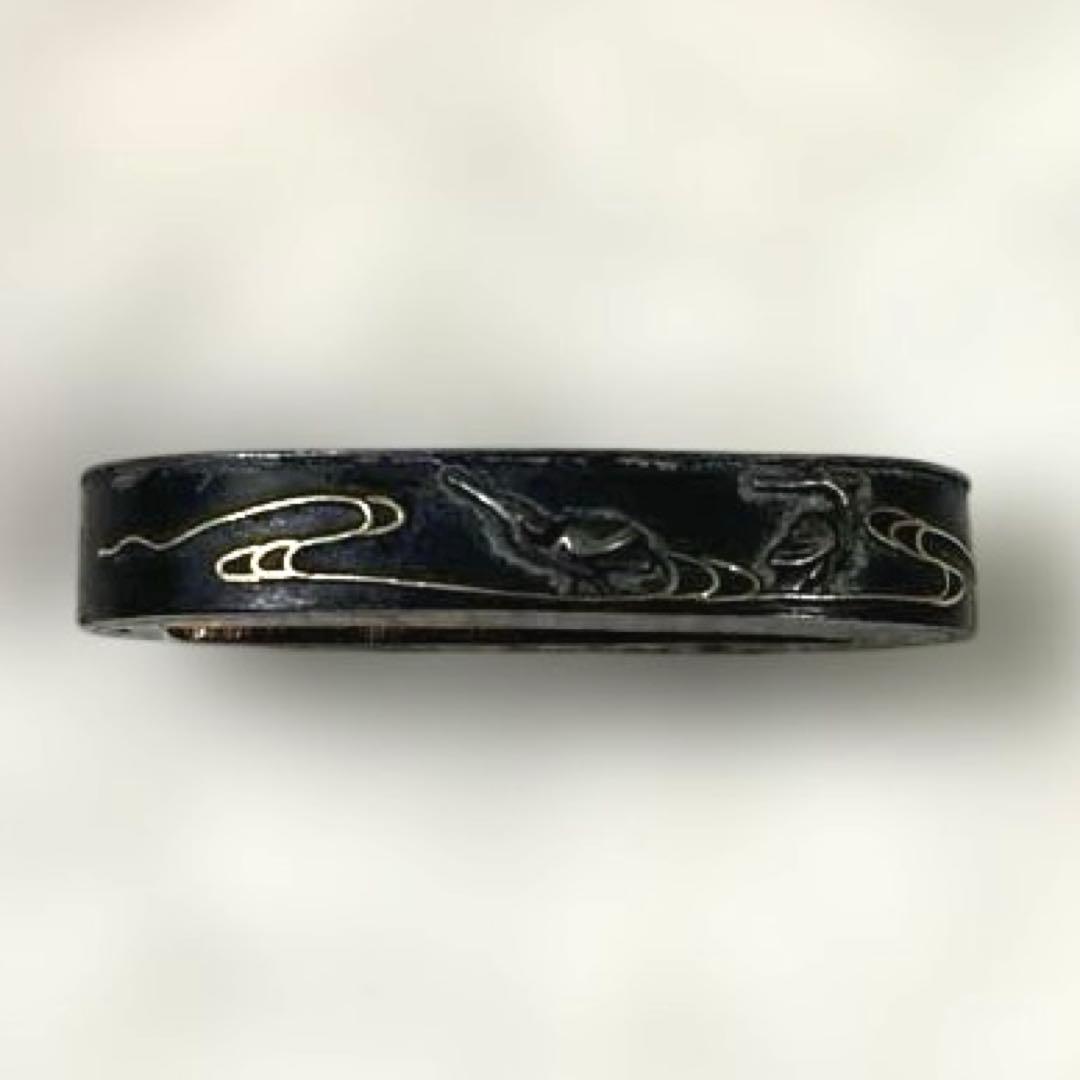 B-68 縁頭　金象嵌　武具　刀装具　骨董品　日本　時代物　美術品　工芸品