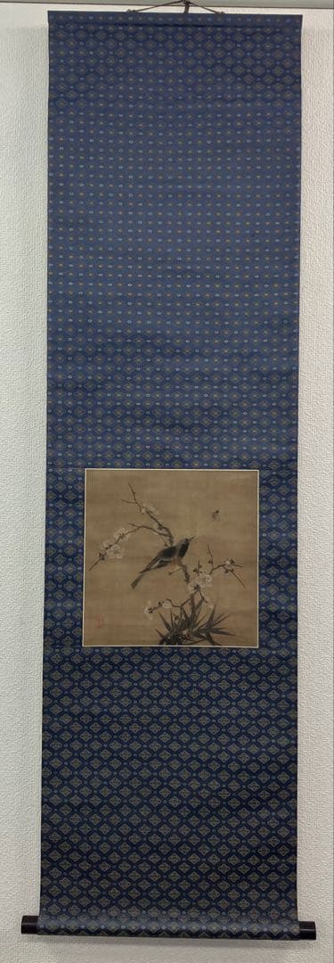 渡辺崋山【花鳥図】絹本　掛軸　識箱