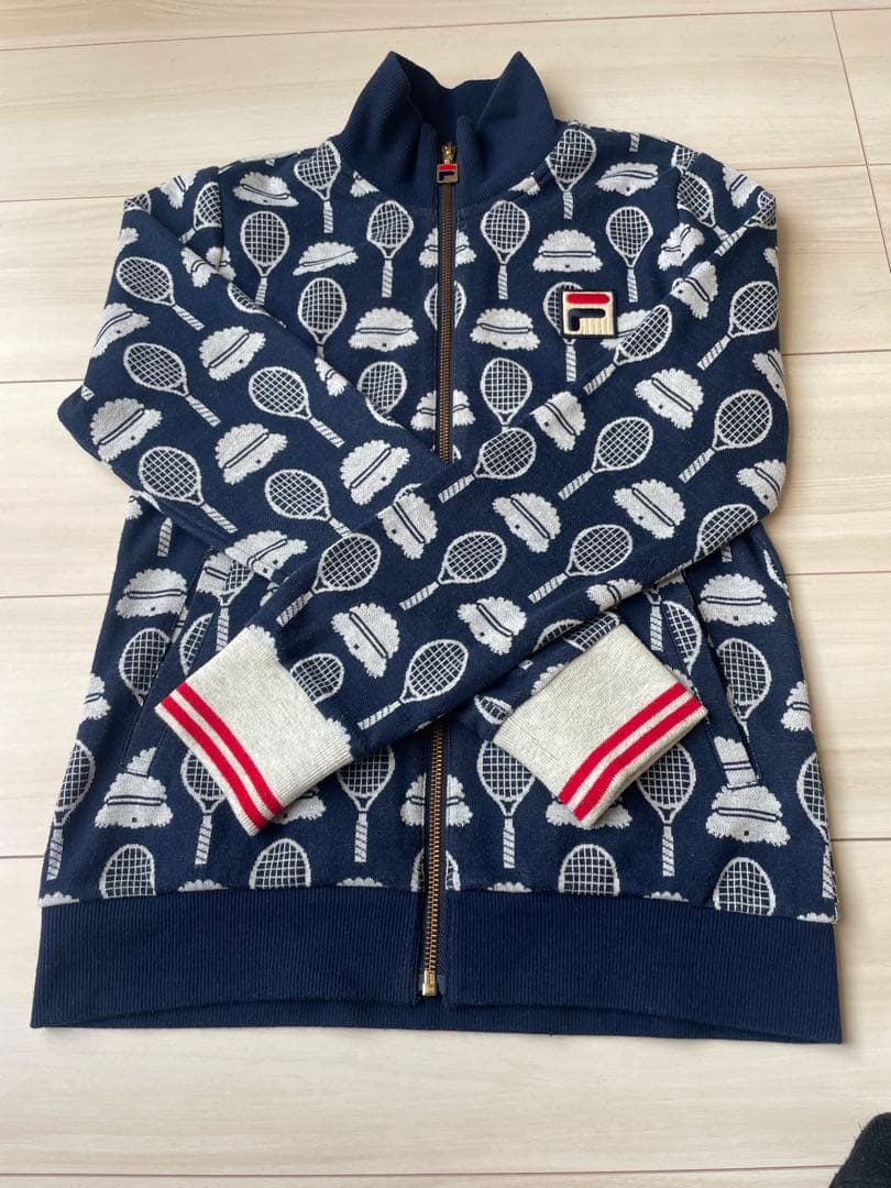 FILA テニスジャケット スコート　トイプードル柄　ネイビー　上下Mサイズ