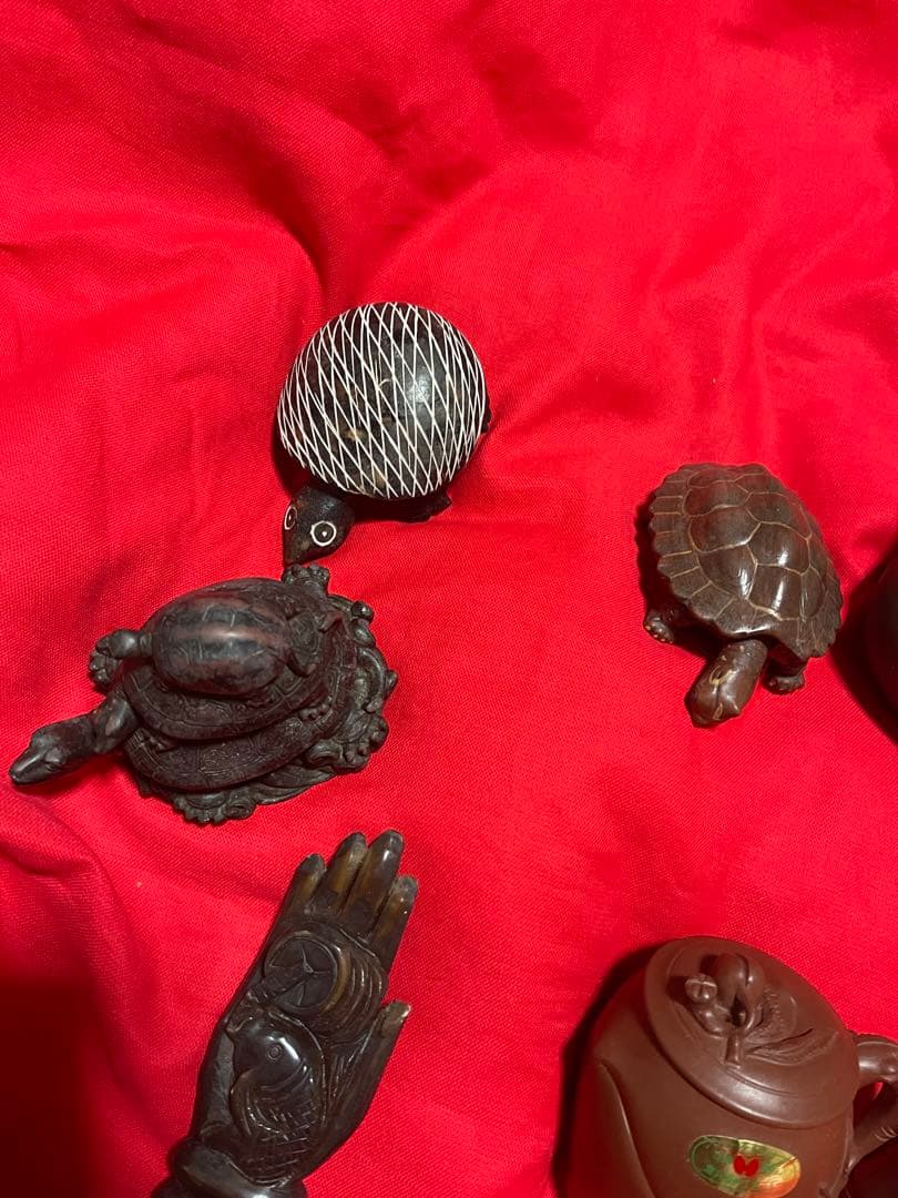 中国茶器紫泥朱泥宜興紫砂江蘇茶玩茶寵 急須1茶入1蓋付湯呑2茶寵4(年数経過品)