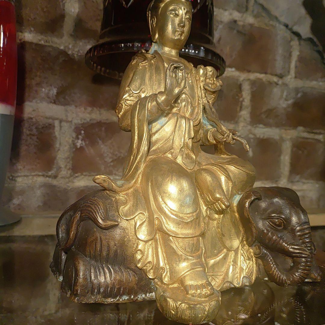 大明宣徳年製　普賢菩薩　アンティーク　仏像　　美術品　3200ｇ