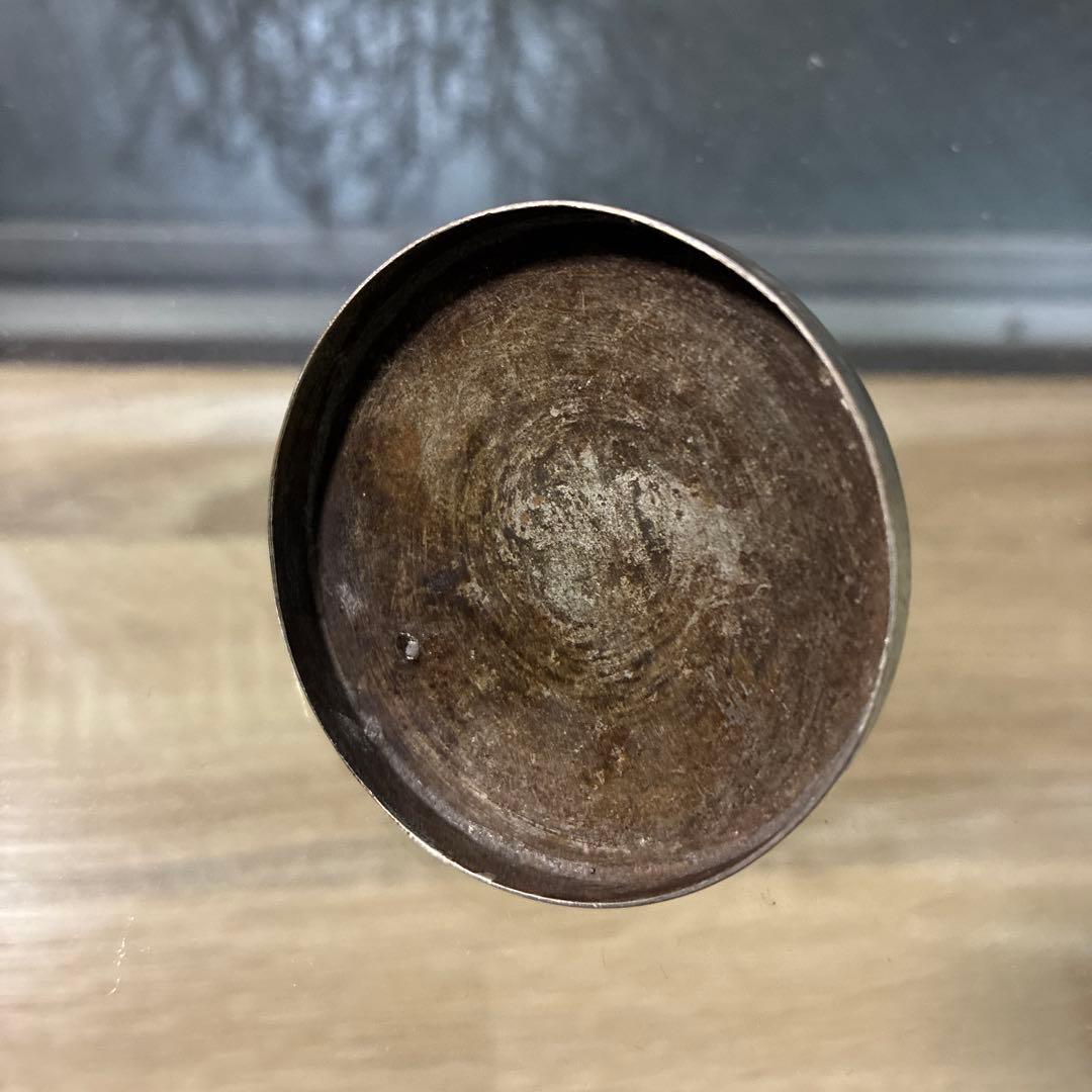 骨董　時代ガラス　希少　黄色乳白色　縞紋　筒型容器　花器　蓋は後付け