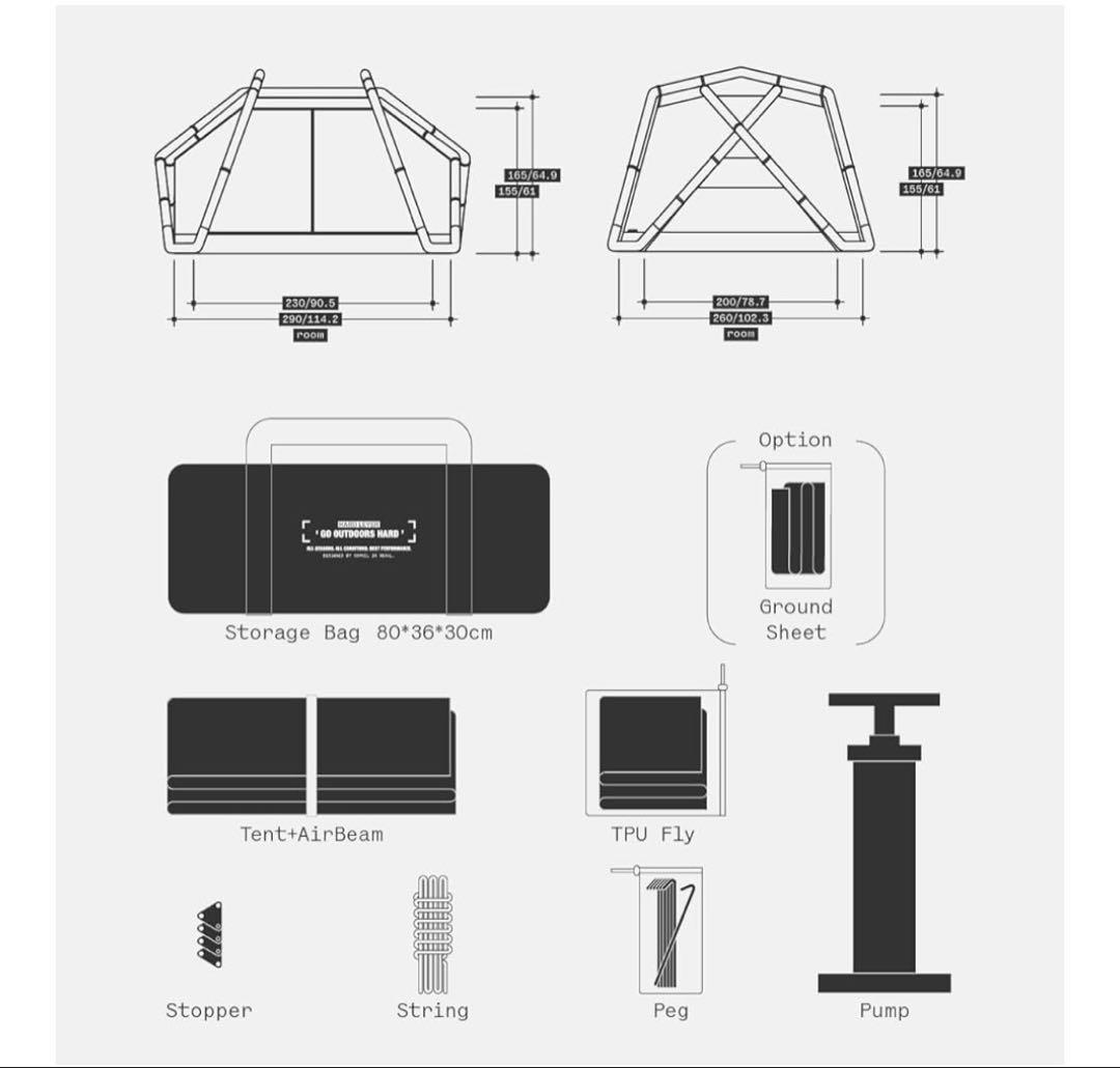 【新品未使用】CAMVIL crab 4Pエアーテント TC ➕グランドシート