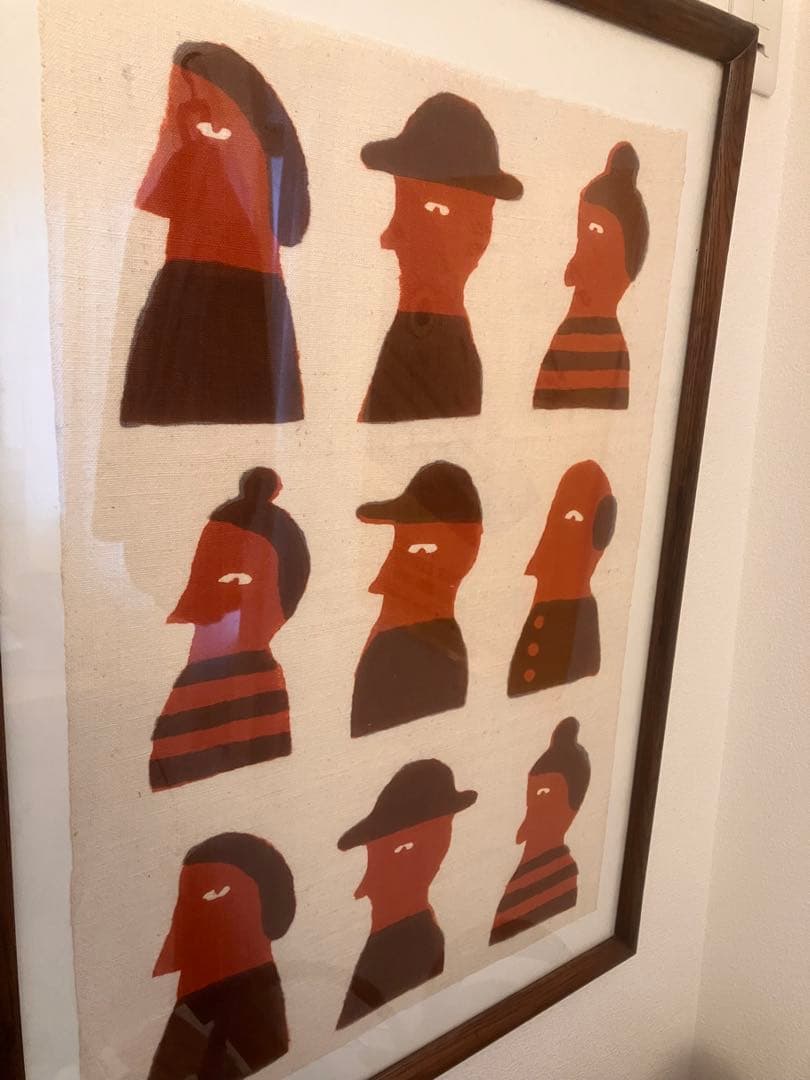 柚木沙弥郎 本染 染め布 型染絵 61×42 特大サイズ　民藝　民芸