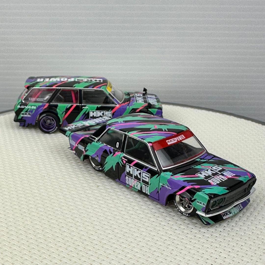 街道ハウス　MiniGT　ダットサン 510　ワゴン　 V1 HKS 2台セット