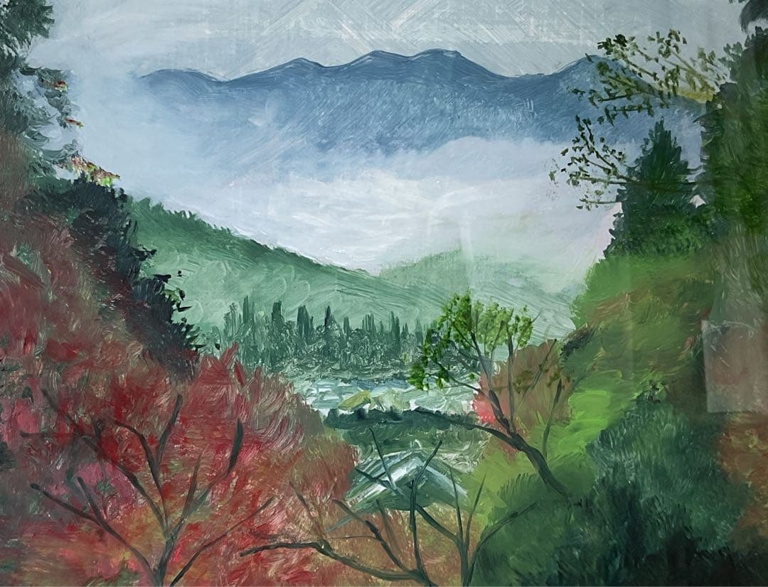 油彩画　「　雲　海　」　原画　F6号　額付