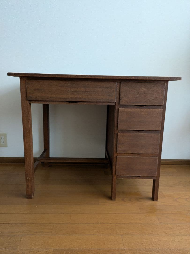 昭和レトロ古い机　木製デスク 片袖机　ヴィンテージ
