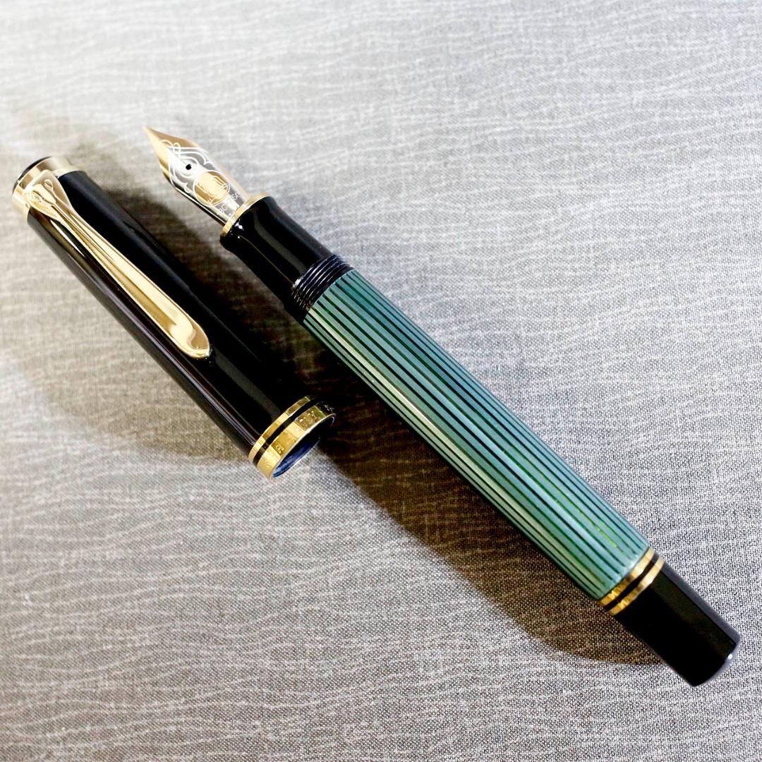【美品 送料込み】ペリカン 万年筆 Ｍ８００ スーベレーン 緑縞
