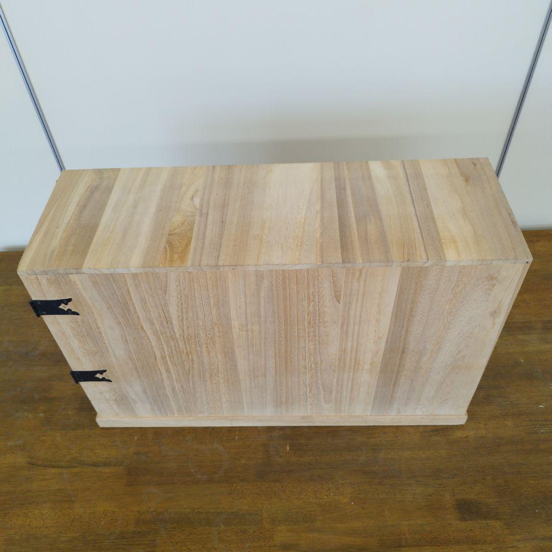 掛け軸専用　木製収納ボックス 黒色金具付き