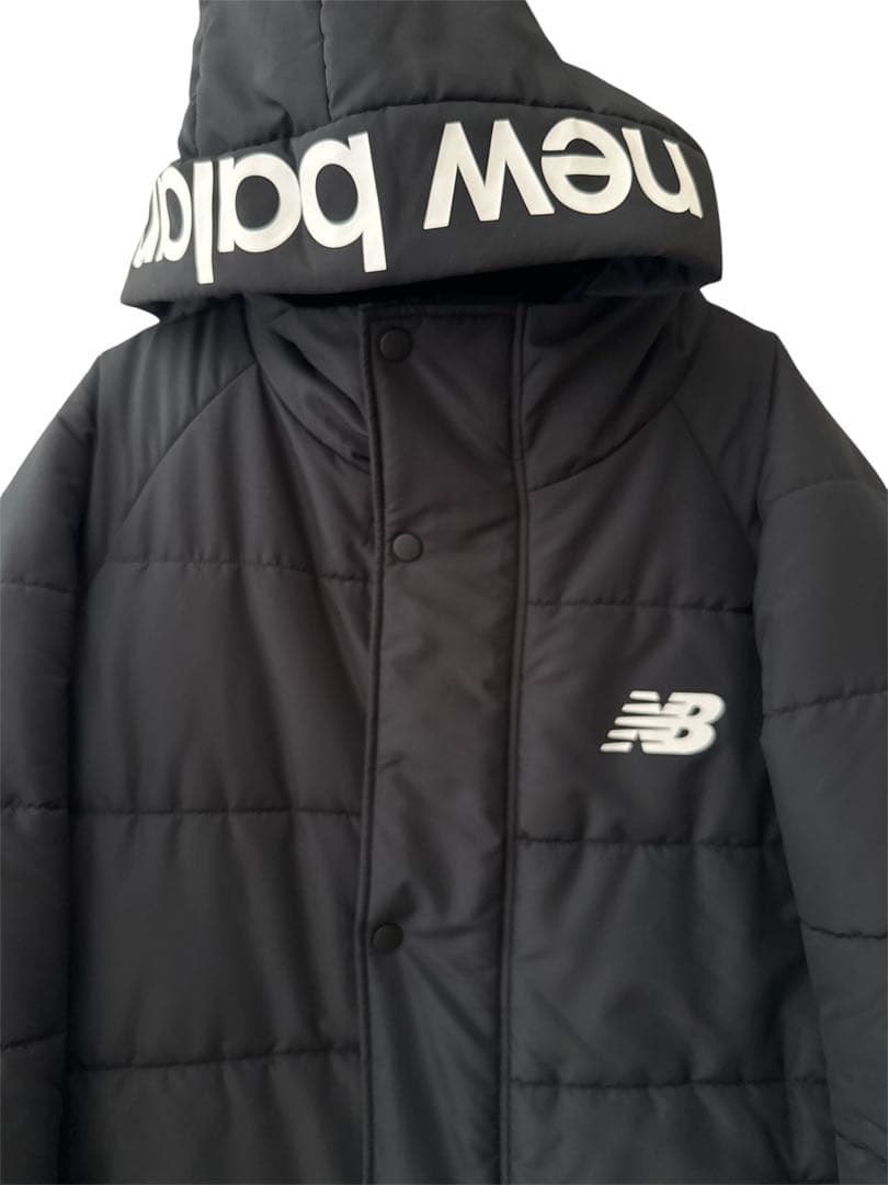 NEW BALANCE　ウインドパデットロングコート　ベンチコート　黒　M　中綿