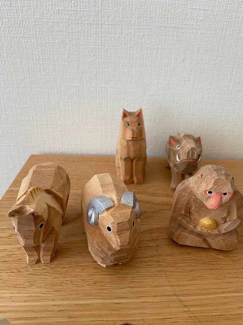 松本明慶　干支　置物　木彫り