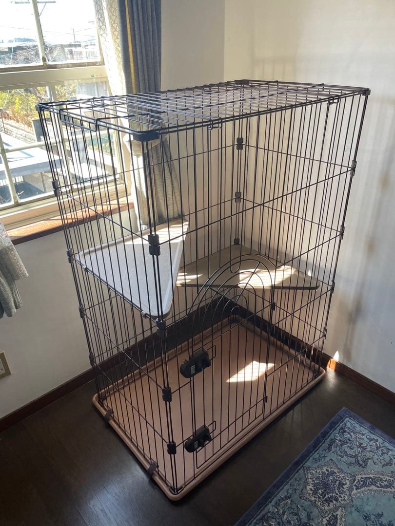 コーナンオリジナル/猫用ケージ　キャットケージ　2段　チョコブラウン