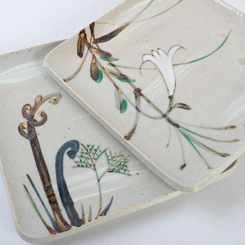 茶道具　幸兵衛窯　絵変四方皿　銘々皿　五客　共箱　N　9386