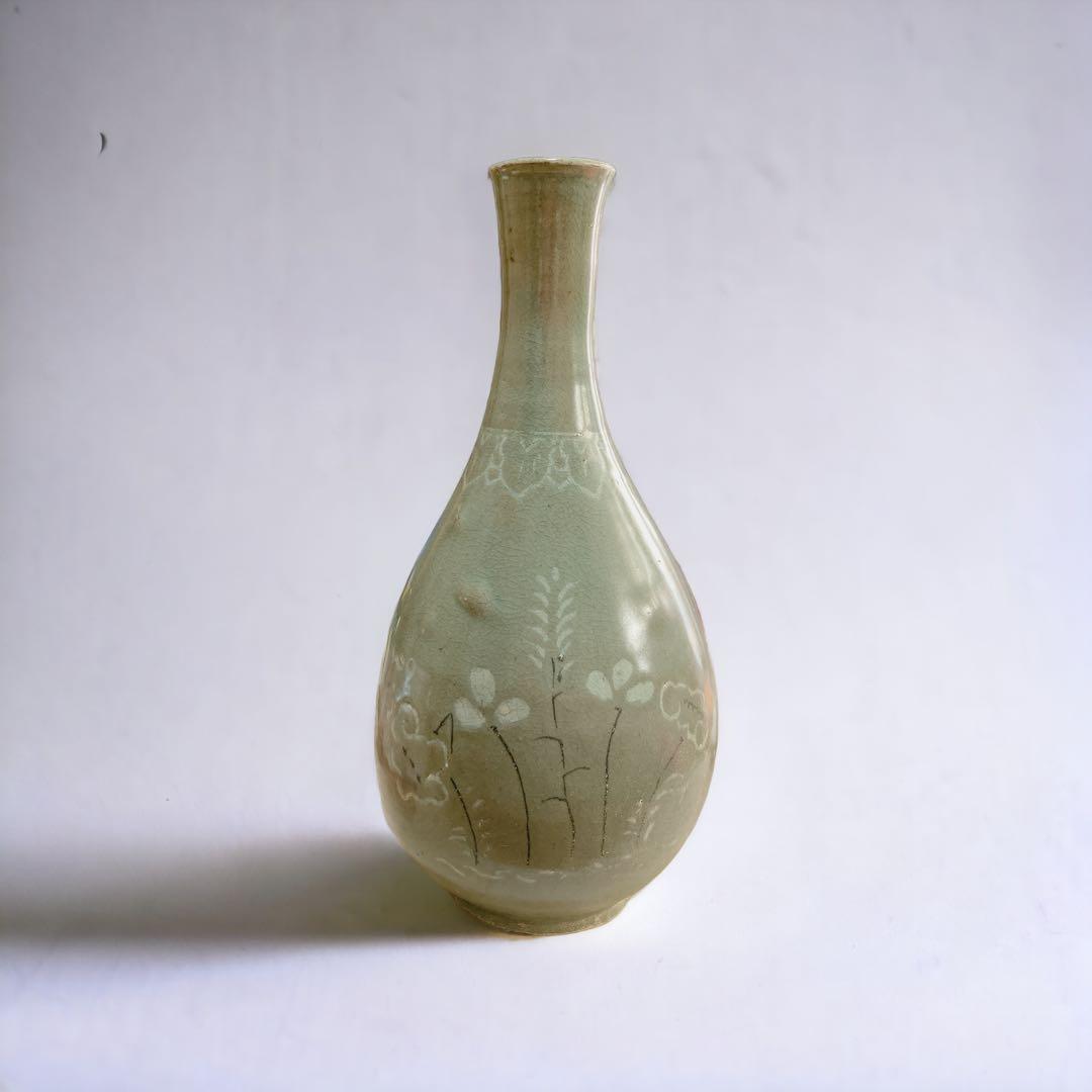 高麗時代　青磁花瓶　朝鮮 韓国 高麗　花器 骨董美術品 古美術 時代品 古玩