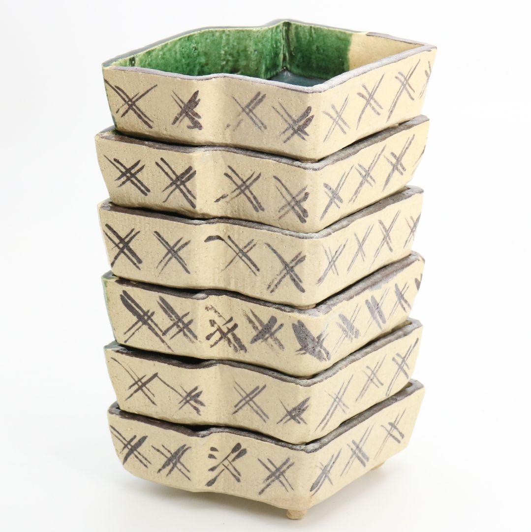 北大路魯山人作 織部焼 向付 黒田陶々庵識箱 共箱 懐石料理　M614　R9y