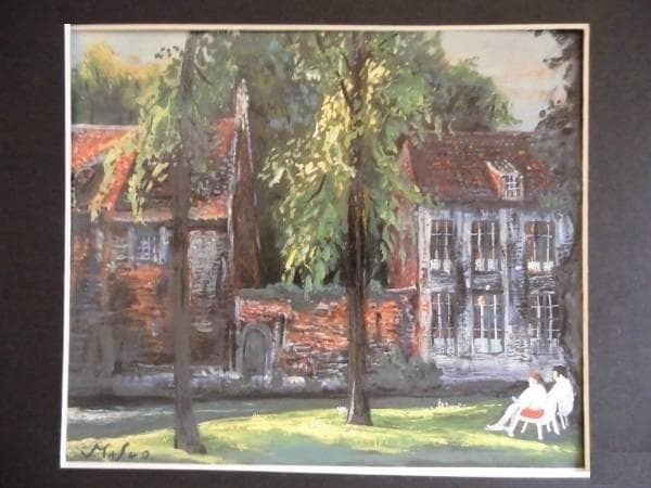 松岡　滿壽男、修道院、希少な額装用画集より、新品高級額装付、状態良好