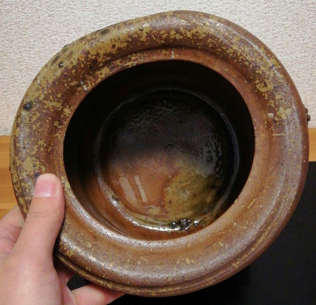 佐久間芳丘作　松古窯　備前焼　耳付　水指　共箱　茶道具