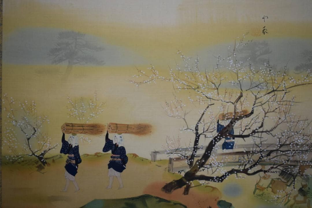 複製/堂本印象/桜花大原女図/工芸/布袋屋掛軸HI-24