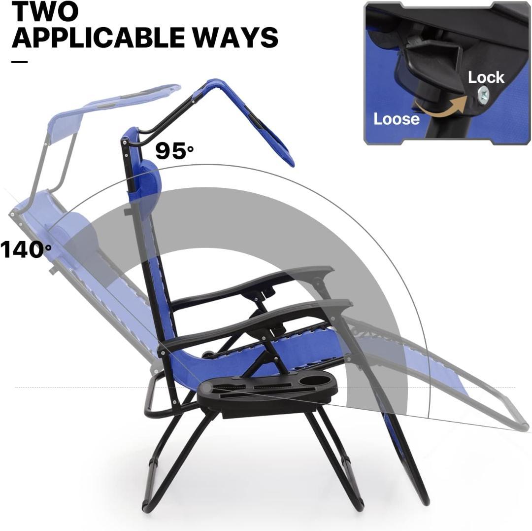 ウォールマート キャノピーリクライニングチェア 無段階調整 屋根＆トレー付 青