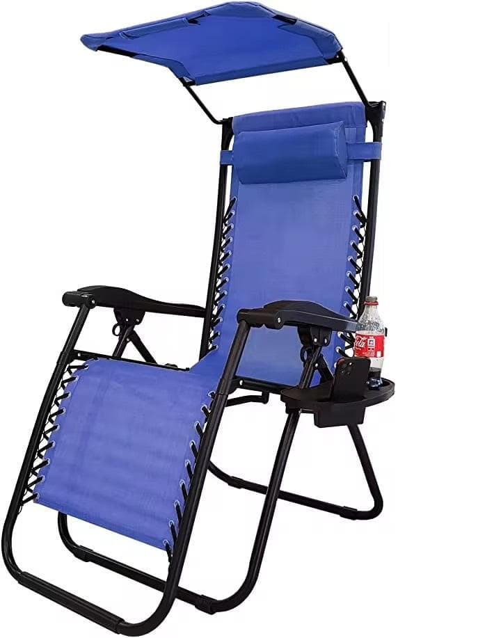 ウォールマート キャノピーリクライニングチェア 無段階調整 屋根＆トレー付 青