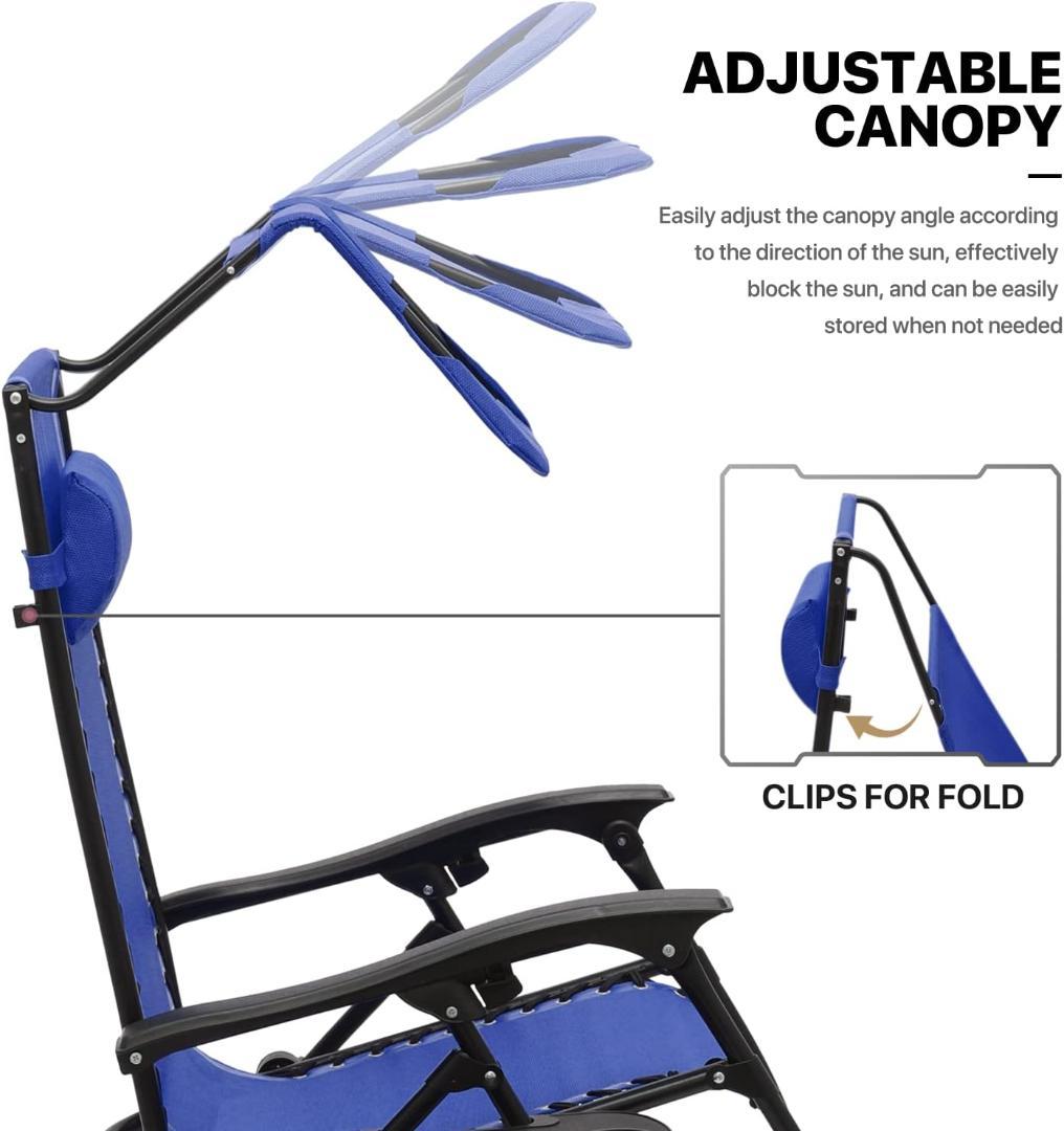 ウォールマート キャノピーリクライニングチェア 無段階調整 屋根＆トレー付 青
