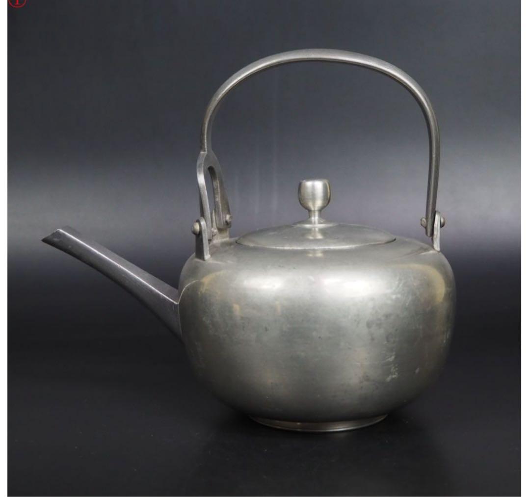 送料無料　明治時代　『錫萬』造　錫製銚子　酒器　①