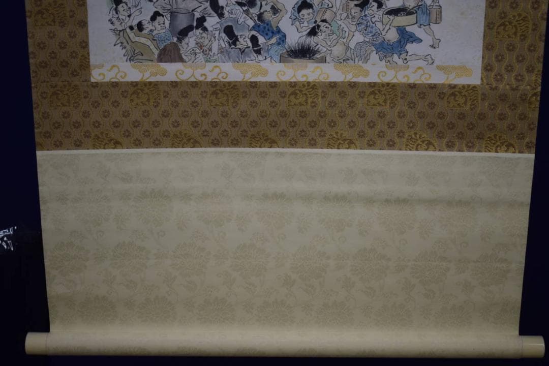 真作/竹霞庵主/畦鳳/墨戦争画賛/人物図/戯画/布袋屋掛軸HI-447