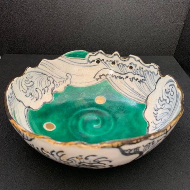 京焼（清水焼）高橋 道八　向付6客　絵付　波ノ絵