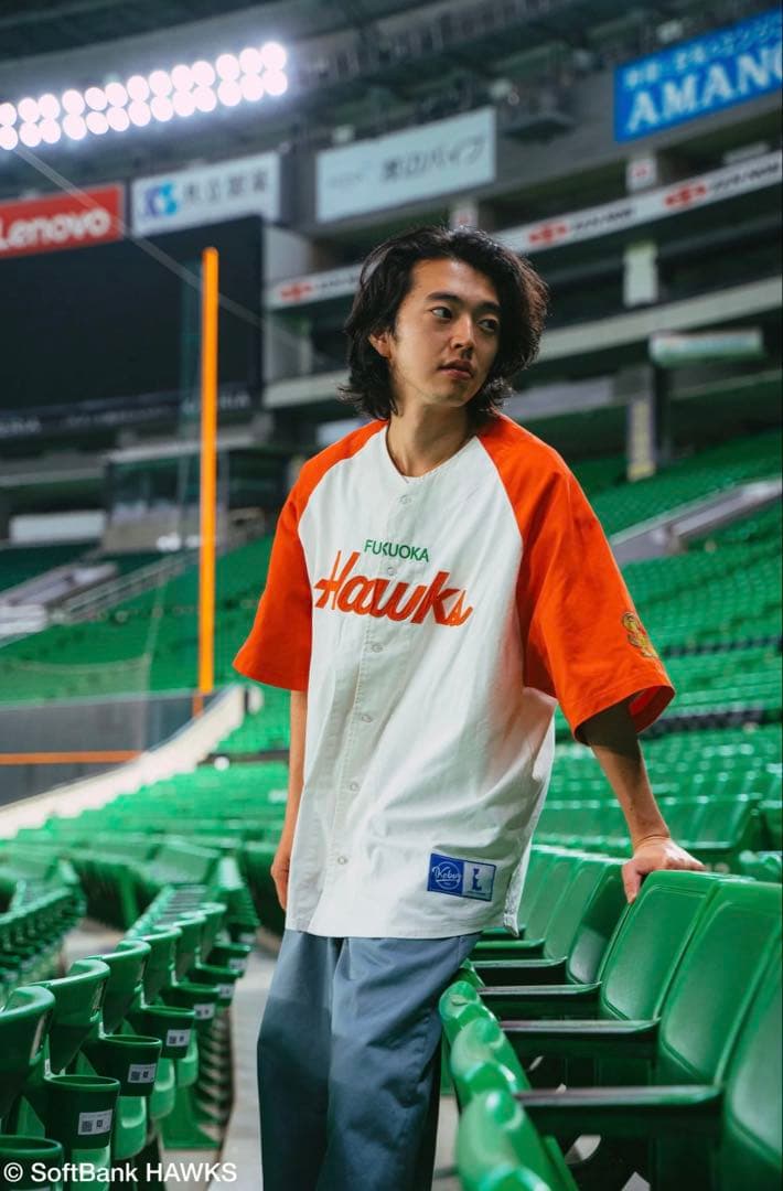 【ＫＥＢＯＺ】　ケボズ　ベースボールシャツ ホークス L