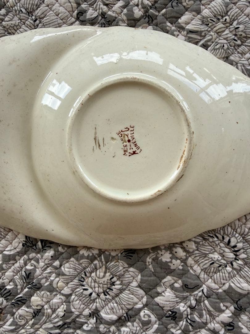 フランスアンティークリュネビィル窯のMesangeソーサーデザートプレート.b