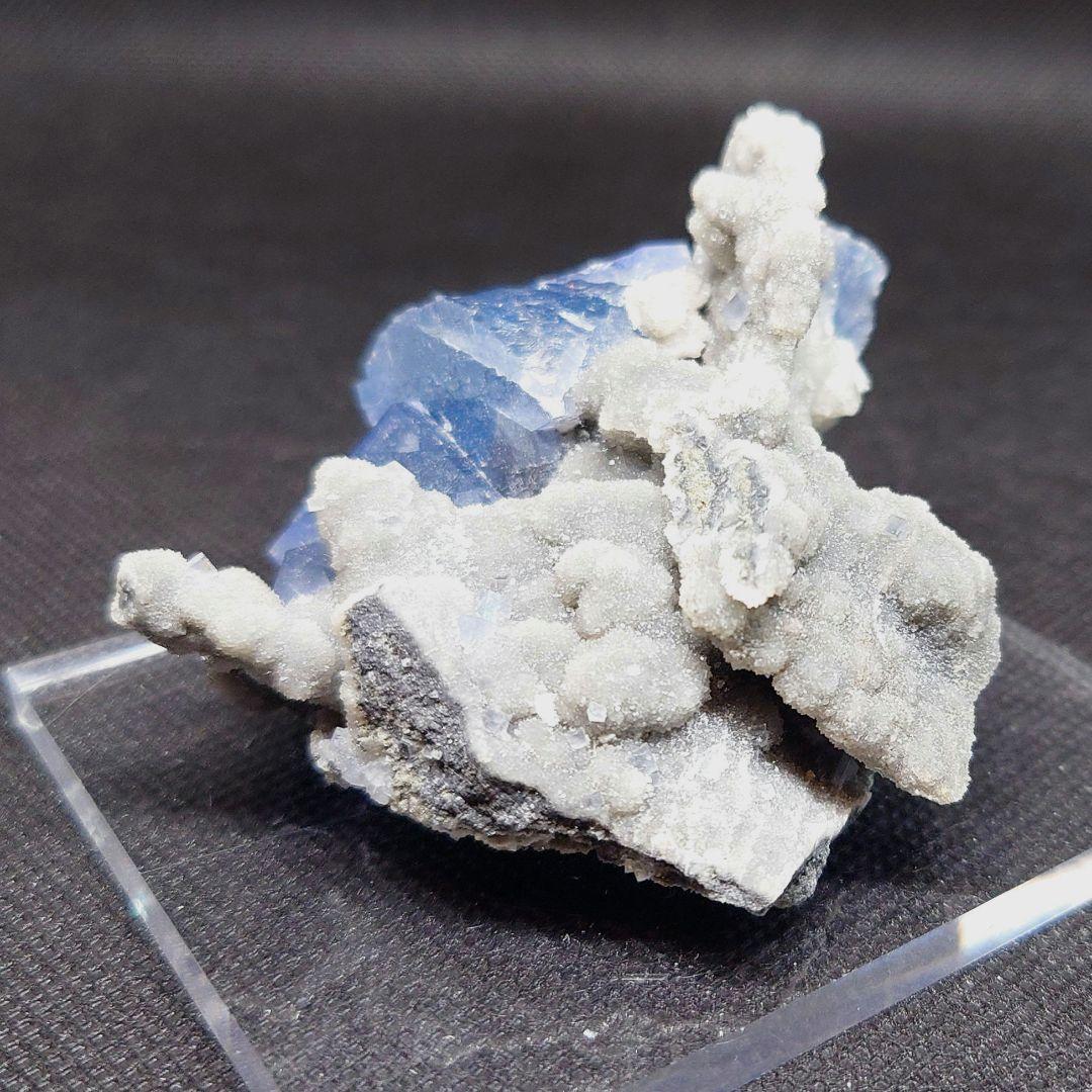 【123g】ブルー フローライト クラスター 母岩付 鉱物標本