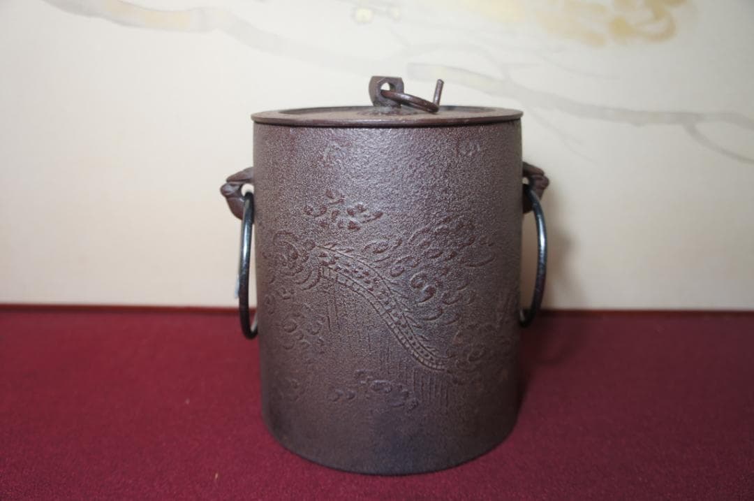 専用☆ 国宝 敬典作 雲竜釜 雲龍釜 皆口筒釜 釜鐶 桐箱 紙箱 送料込み