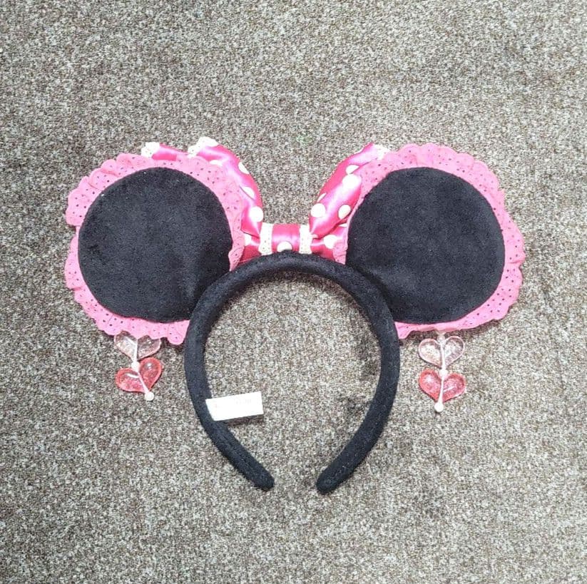 ディズニー　ミニー 　ハート　イヤリング　カチューシャ　ピンク　リボン　水玉