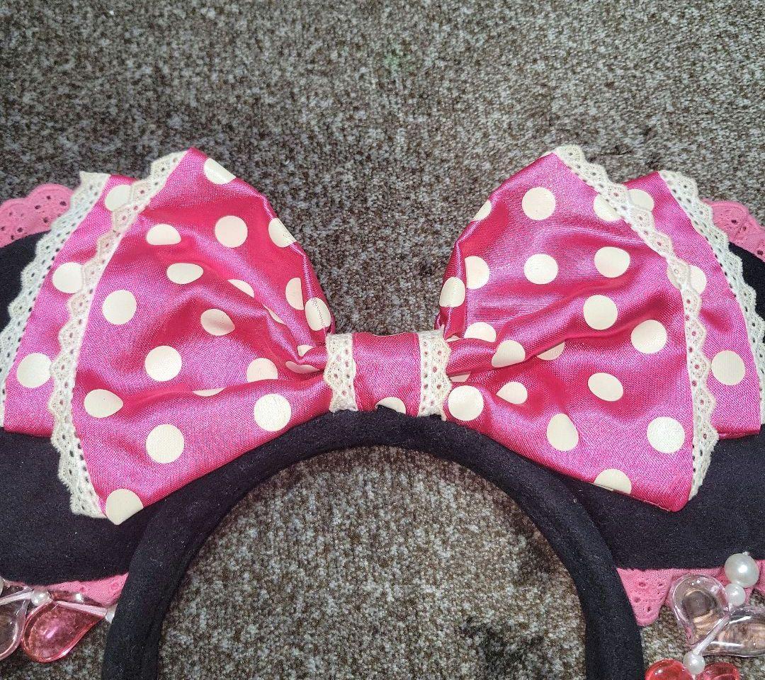 ディズニー　ミニー 　ハート　イヤリング　カチューシャ　ピンク　リボン　水玉