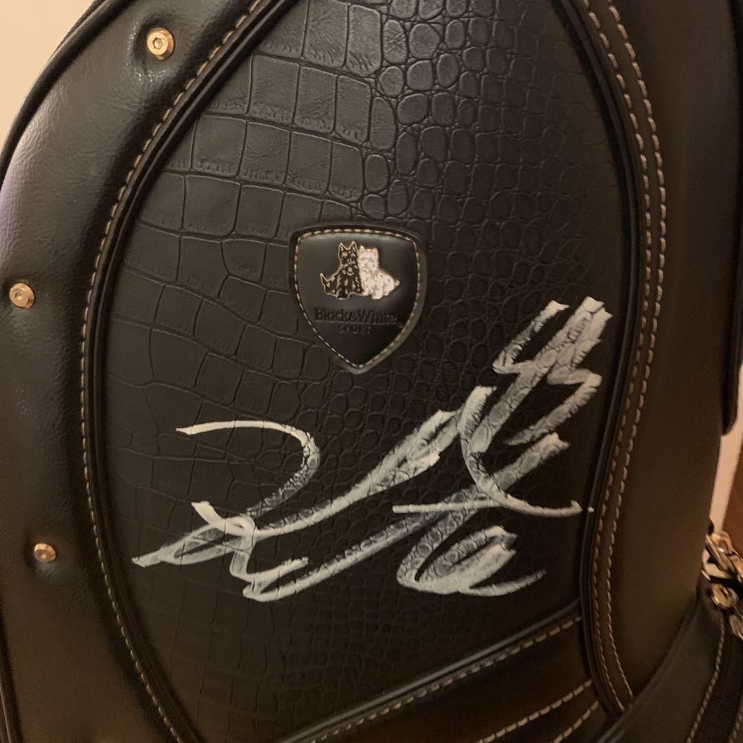 片山プロサイン入り　Black &White sportキャディバック